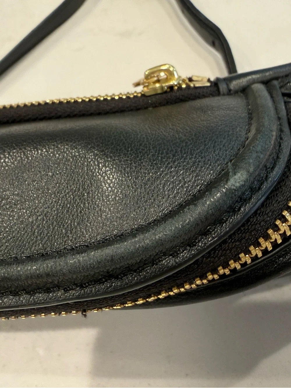 Tory Burch Black Quilted Leather Crossbody Belt Bag with Tassel Accent